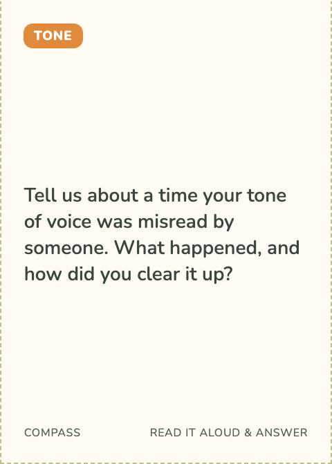 A card from the Teens edition, showing a category label and a question.